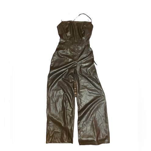 Good American 
Faux leather wide-leg jumpsuit NWT