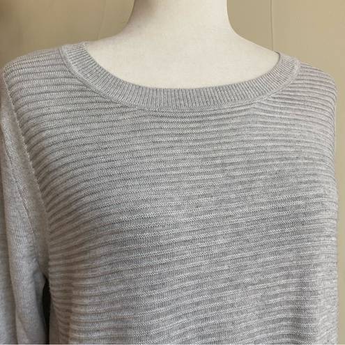 Hilary Radley  Womens Size L Gray White Two Fer Long Sleeve Faux Layered Sweater