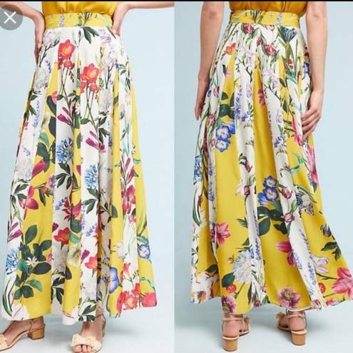 Rococo  Sand Aprile Floral Maxi Skirt Size 0 Yellow Multi Paneled NWOT