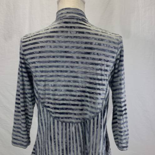 Live and let live  Open Front Asymmetrical hem Gray Striped Cardigan Size Medium