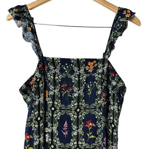 Agua Bendita  Target Mini Dress Navy Floral Flutter Strappy Sleeve Size Medium