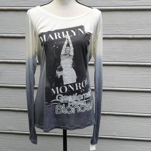 Marilyn Monroe NWT  Long Sleeve Ombre Graphic Top Gentlemen Prefer Blondes