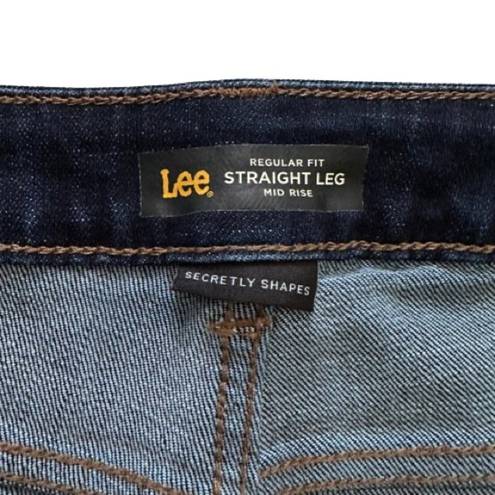 Lee  Jeans Regular Fit Dark Wash Mid Rise Secretly Shapes Straight Leg Size 16S