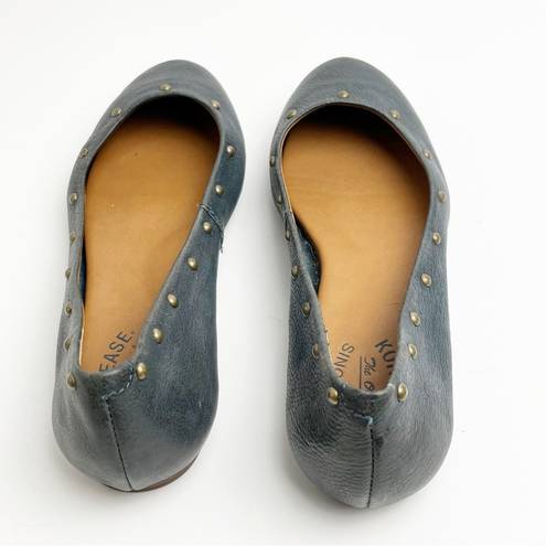 Kork-Ease  Violette Blue Leather Studded Slip On Flats, Size 8.5