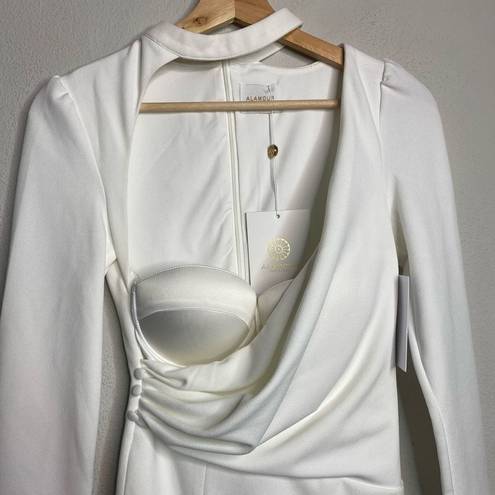 Alamour NEW  Dress Johanne Bustier Long Sleeve White Fitted Mini Dress Size XS