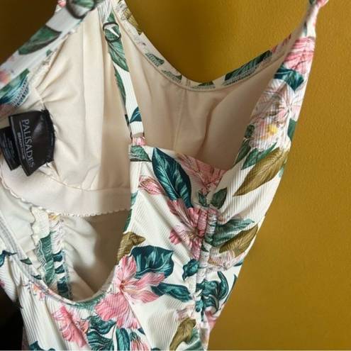 Beach Club Palisades  floral print side tie floral lined swimsuit size Medium