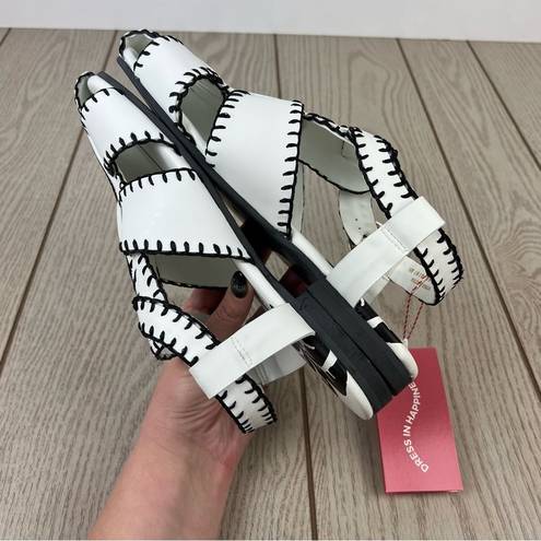 Farm Rio  Whipstitch Embroidered Palm Tree Vegan Sandals 9.5 Black & White $195