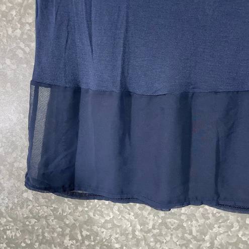 Juicy Couture  Navy Blue Chiffon Peplum Rhinestone Top - Size XS - Cap Sleeve