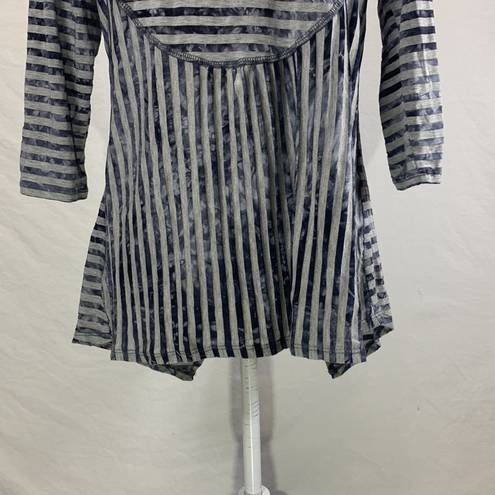 Live and let live  Open Front Asymmetrical hem Gray Striped Cardigan Size Medium