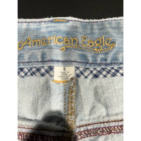 American Eagle size 6 women’s light blue wash denim mini skirt