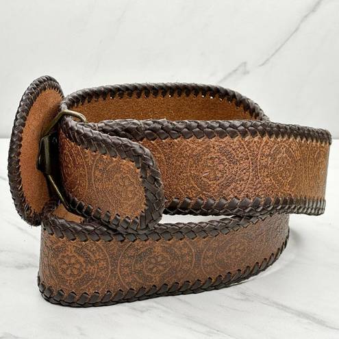 Chico's  Vintage Genuine Leather Floral Tooled Belt Size Medium M Womens