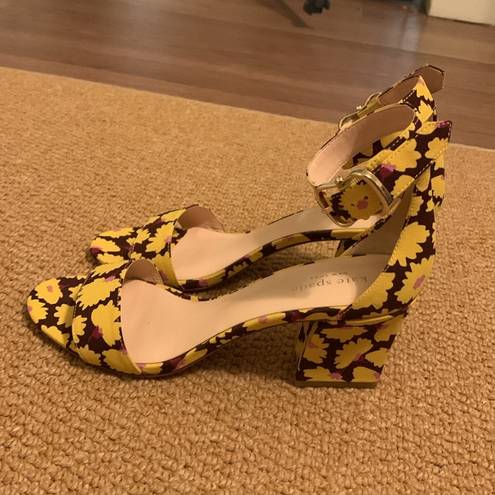 Kate Spade  Susane Crinkle Sunny Bloom Floral Heeled  Sandal Sz 8.5M