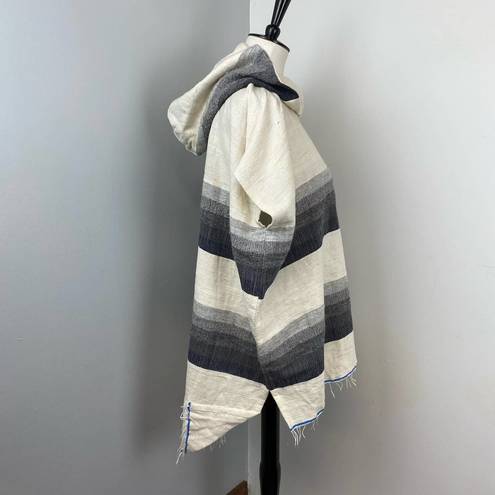 Lemlem NEW   Gray Striped Debizaza Hooded Poncho Large