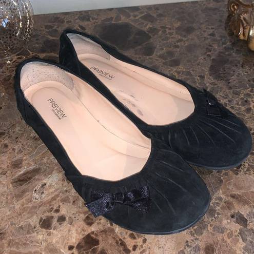 Preview International Women’s Size 8 Nordstrom  Black Suede Ballet Flats with Bow