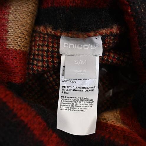 Chico's  Plaid Embellished Cowl Neck Poncho