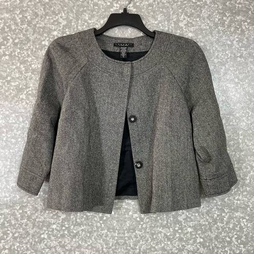 Laundry by Shelli Segal  Women's Gray Wool Blend Tweed Blazer - Size 8 - Cropped