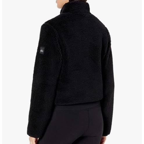 Alo Yoga Alo Shanti Half-Zip Sherpa Jacket Black Fuzzy Faux Fur Shearling Teddy Sweater