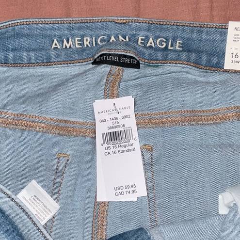 American Eagle NWT  Size 16 AE Next Level Stretch Low Rise Flare Jean Light Wash