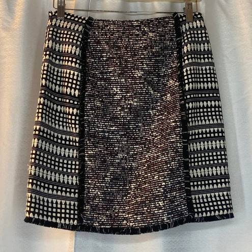 The Loft  Outlet NWT black white Geometric Textured print Skirt women sz 2