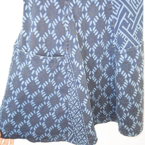 Tracy Reese Plenty by  Blue Patterned Denim Fit & Flare Dress Size 4