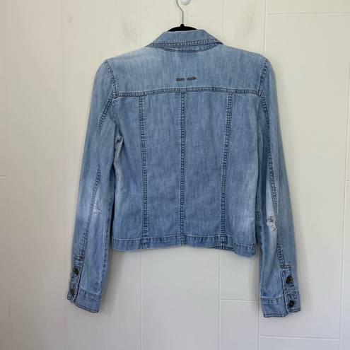 DKNY  Jeans Distressed Light Wash Denim Blue Blazer Jacket ~ Size XS
