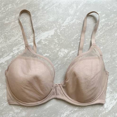 Natori [] Nude Mesh Underwire Overlay Bra- Size 36D