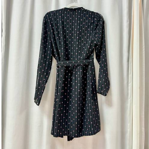 Alexis  Leila Polka Dot Long Sleeve Tie Neck Mini Dress Rio Print Women's Size L