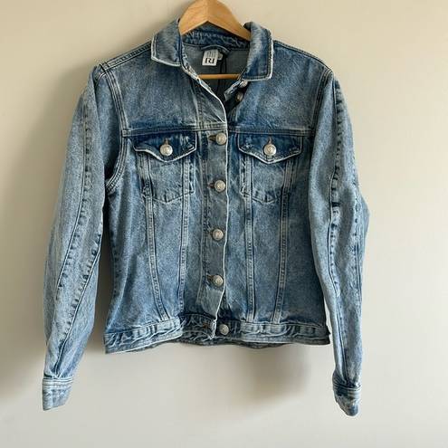 River Island Distressed Denim Jacket 100% Cotton Size 10