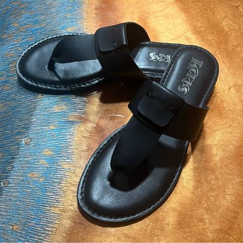 Kork-Ease New Korks Dawn Black leather thong Sandals size 6