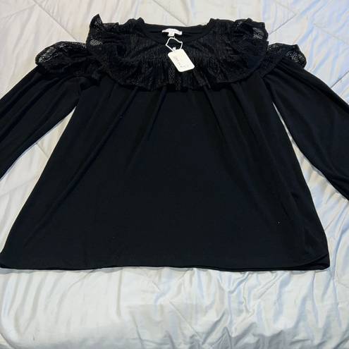 L LOVE  Black Bare Shoulder Blouse NWT A2