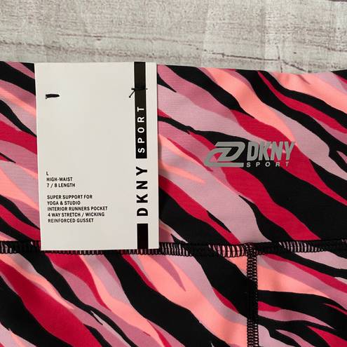 DKNY NWT women L high waist pull on compression leggings multicolor