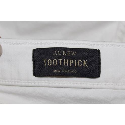 J.Crew Women's  Toothpick 09355 White Cotton Pull On Zip Up Skinny Jeans Size 28