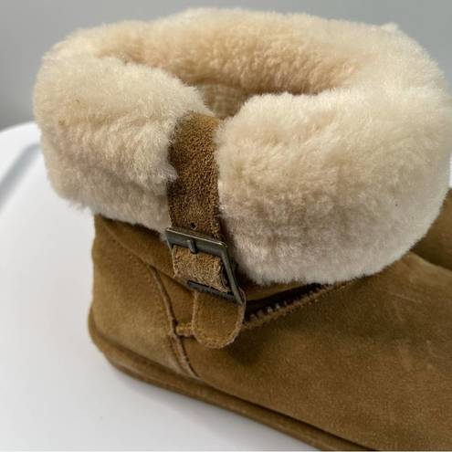 BEARPAW  Abby sheepskin hickory short booties size 8