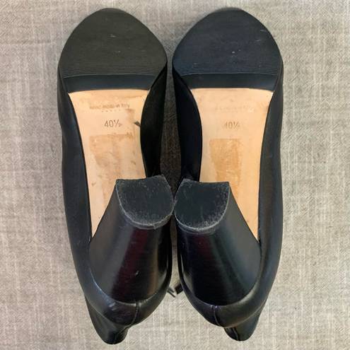 Manolo Blahnik Leather Ankle Boot 70mm Block Heel Black Leather Womens 40.5