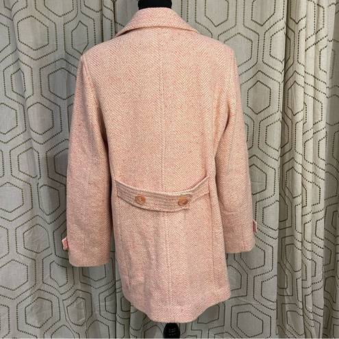 Braetan Pink Tweed Wool blend Double Breasted Pea Coat Women’s Size L Size L