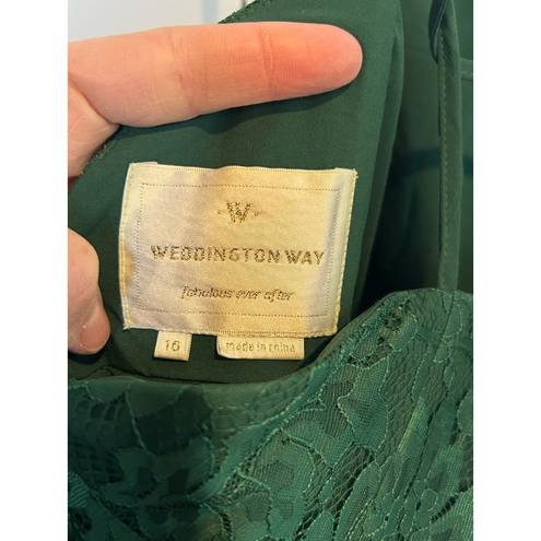 Weddington Way  Emerald Lace A-Line Ruffle Dress Halter Prom Winter Size 16