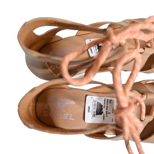 Sorel  Womens 9 Cameron Platform Gladiator Sandal in Honest Beige/Gum NEW