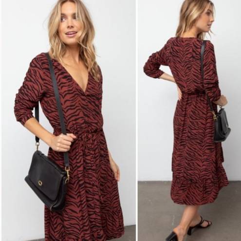 Rails  Jade High Low Midi Dress In Rust Tiger Stripe