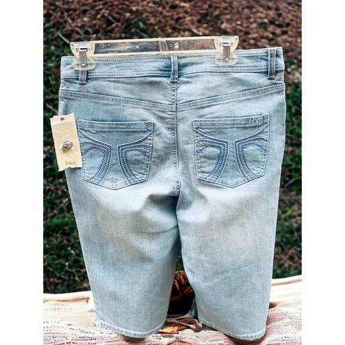 Bermuda REBA LADIES EMBROIDERED LIGHT BLUE DENIM 5 POCKET JEAN  SHORTS NEW 8