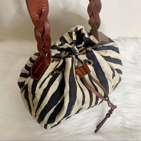 Dooney & Bourke  Vintage Zebra Print Drawstring Bag