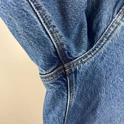 American Eagle  Curvy 90s Bootcut Jeans Size 8 High Rise Distressed Blue Denim