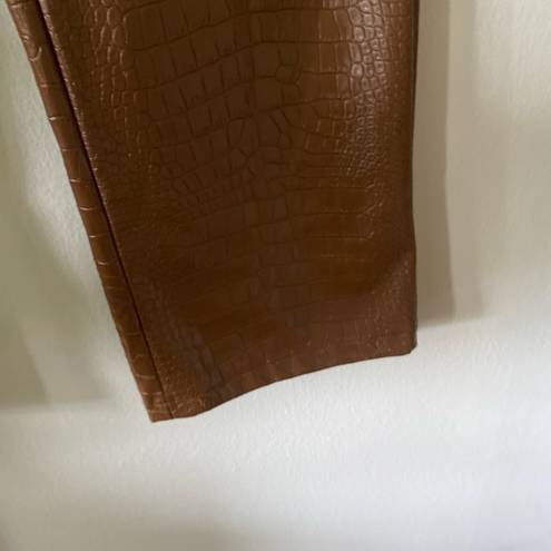 Pretty Little Thing  Brown Chocolate Faux Crocodile Leather High Waist Pants size 2