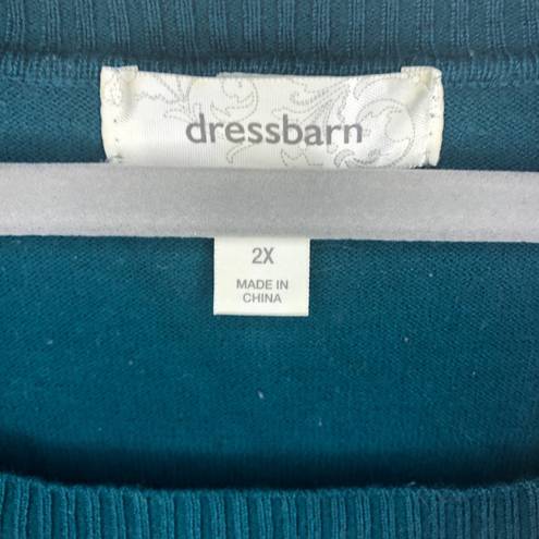 Dress Barn  Sweater Teal Scoop Neck Knit Sz 2X GUC Plus Size Casual Long Sleeve