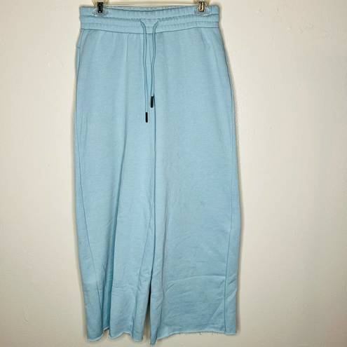 Sage Collective Wide Leg Sweatpants SMALL Ether Blue Ankle Crop Pull On Lounge