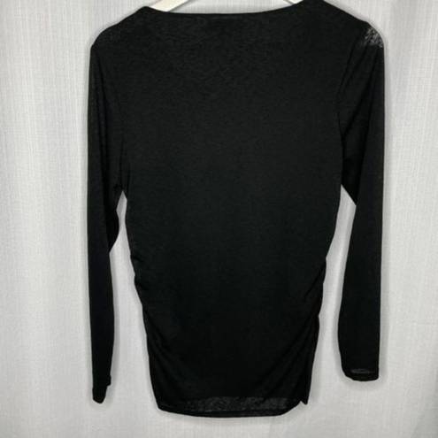 Coldwater Creek  Black‎ Ruched Chiffon Blouse