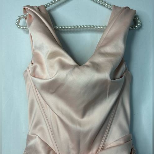 House Of CB  Coraline Blush Pink Corset Dress Size Medium Satin