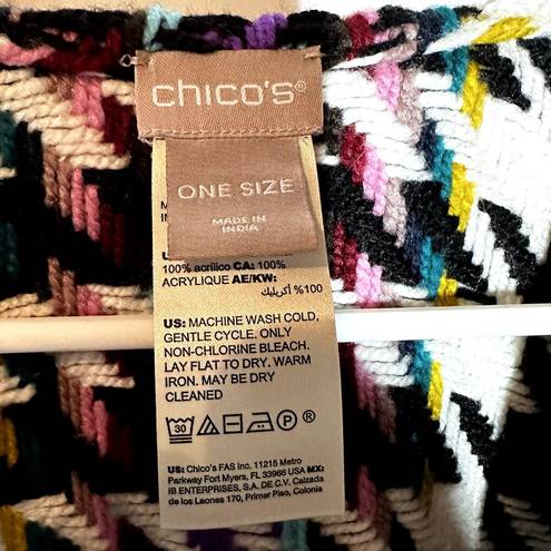 Chico's  Houndstooth Ruana Poncho Short Sleeve 100% Acrylic Multicolor One Size