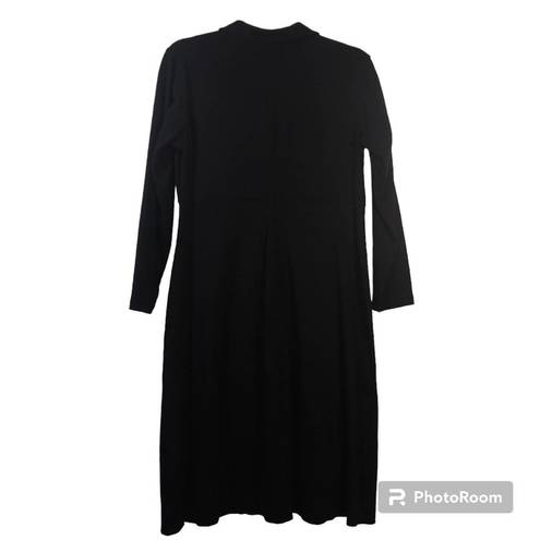 Everlane  Luxe Cotton Button Front Shirt Dress Large Black Collared Long Sleeve M