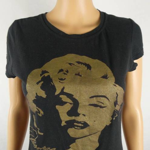 Marilyn Monroe Ejel  Black Gold Graphic Short Sleeve T Shirt Tee Fitted XL