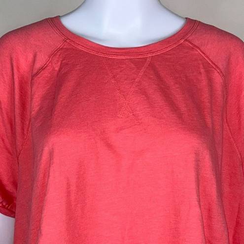 Lane Bryant  Livi Activewear Poof Short Sleeve Banded Bottom Slub Shirt in Salmon